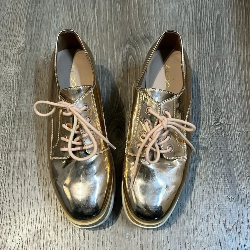 Aldo Shimmer Gold Platform Sneakers